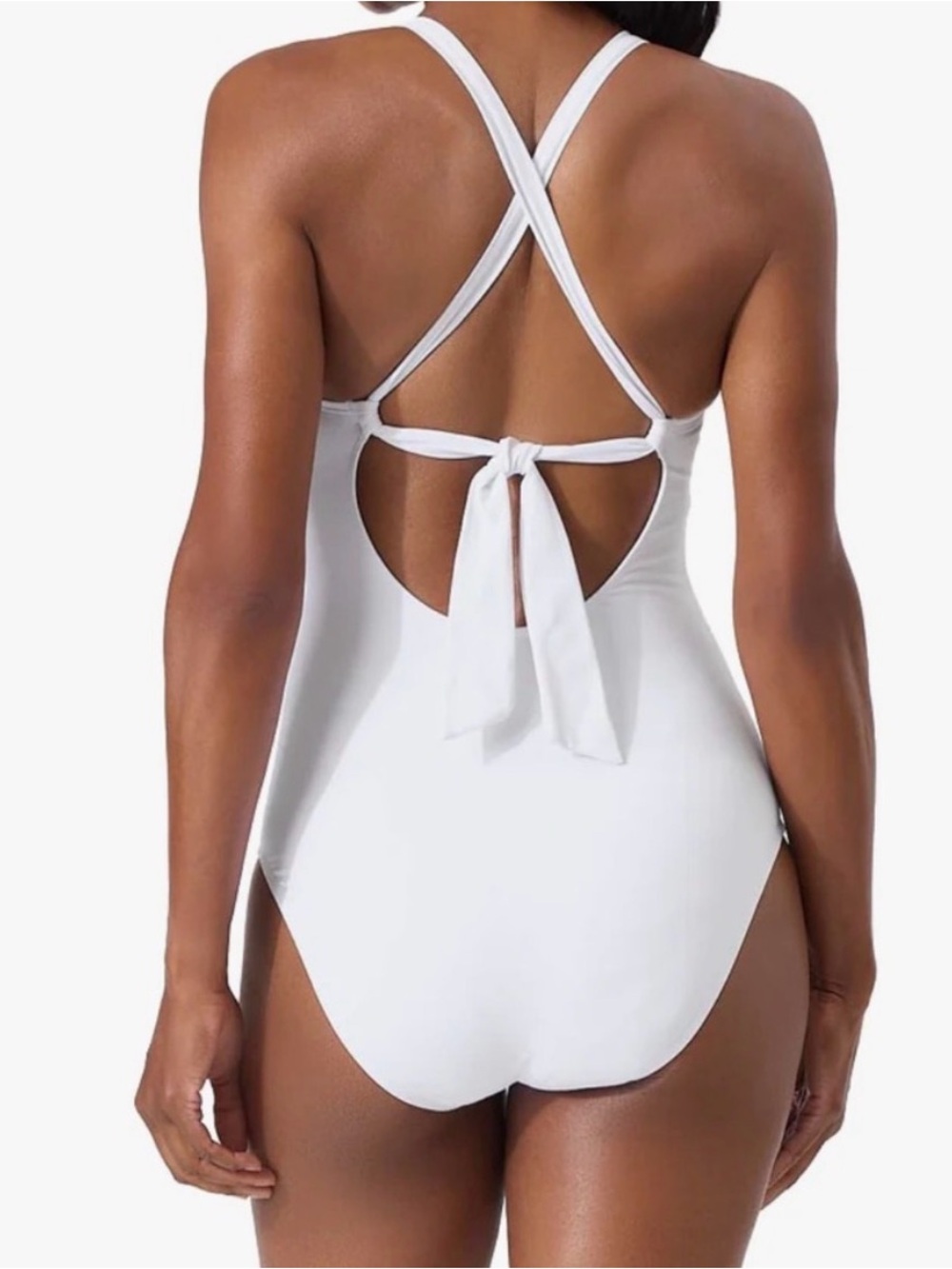 Tommy Bahama Tropical Halter One Piece Swimsuit White/Blue Size 16 - Picture 2 of 8
